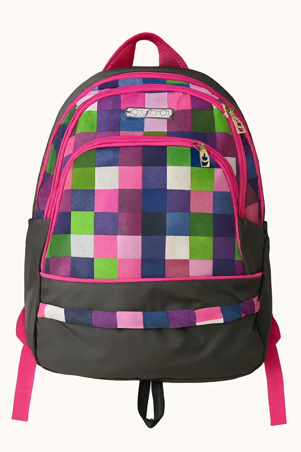 UP GOOD Checkered Backpack – Pink Multicolor