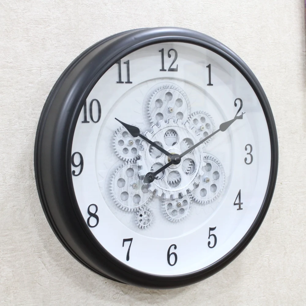 GearFace Wall Clock – Black Frame with Exposed Mechanism