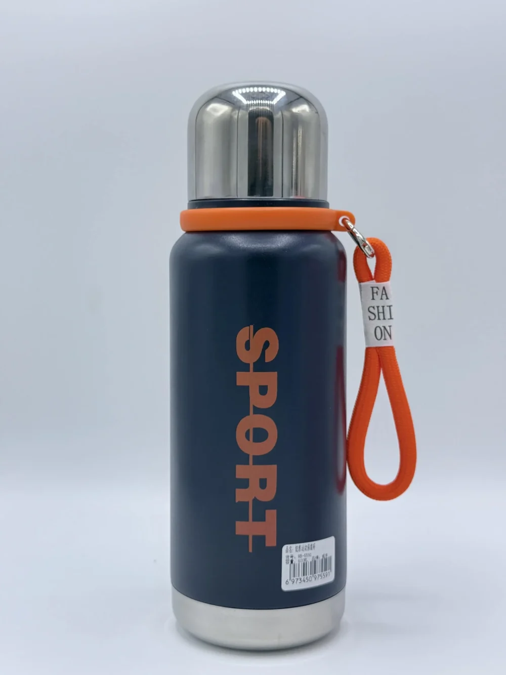 SPORT Thermos Bottle – Dark Blue with Orange Accents