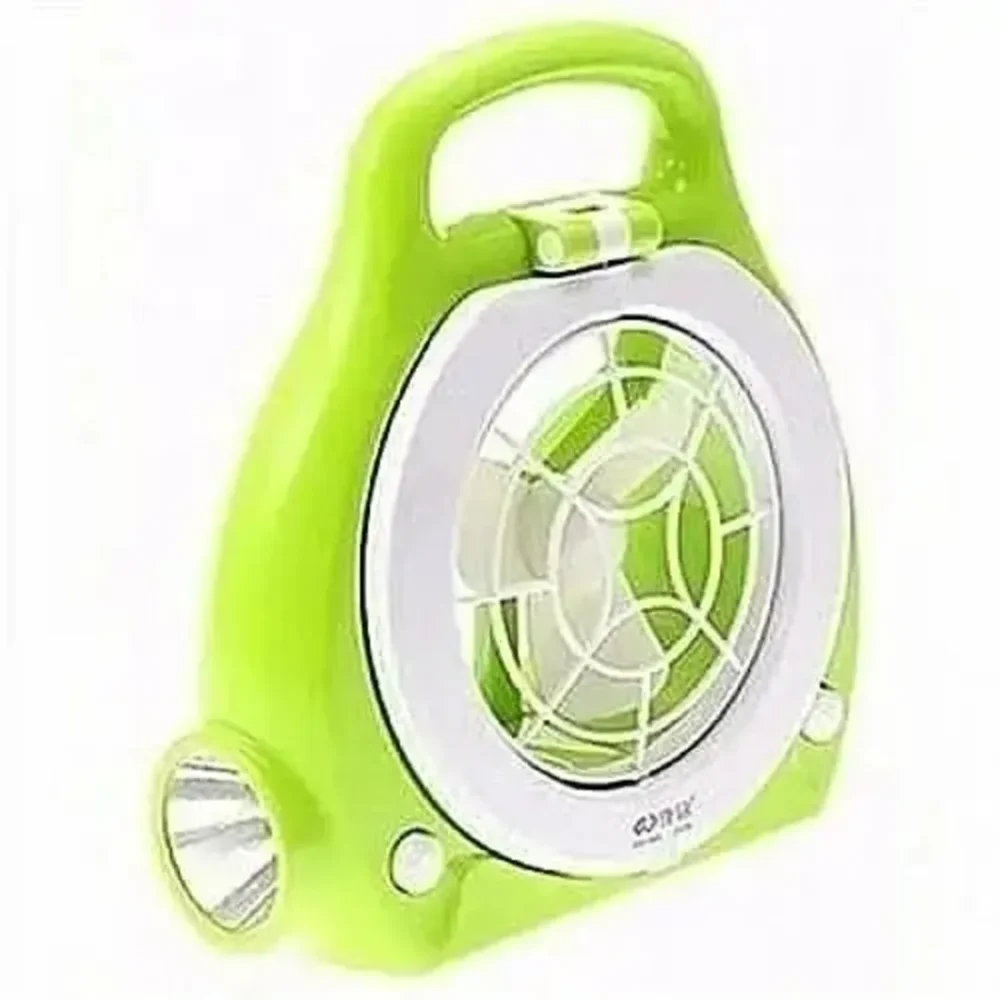 DP-668 LED Fan Lamp – Rechargeable & Multifunctional (Orange/White)